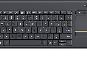 Logitech K400 Plus Wireless Touch TV Keyboard With Easy Media Control and Built-in Touchpad, HTPC Keyboard for PC-connected TV, Windows, Android, Chrome OS, Laptop, Tablet - Black