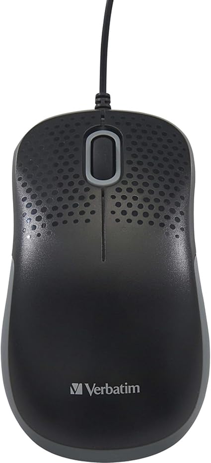 VERBATIM Silent Corded Optical Mouse, Black - 8.50in. x 5.50in. x 2.50in. - Image 3