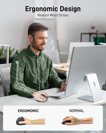 Acer Wireless Mouse Ergonomic, Rechargeable USB C Vertical Mouse 3 Adjustable DPI 1600/1200/1000, Ergo Mice, 2.4GHz Computer Mice with 6 Buttons, USB Receiver for Laptop, PC, iMac, Acer, Desktop - Image 3