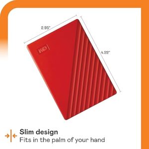 WD 2TB My Passport Portable External Hard Drive HDD, USB 3.0, USB 2.0 Compatible, Red - WDBYVG0020BRD-WESN
