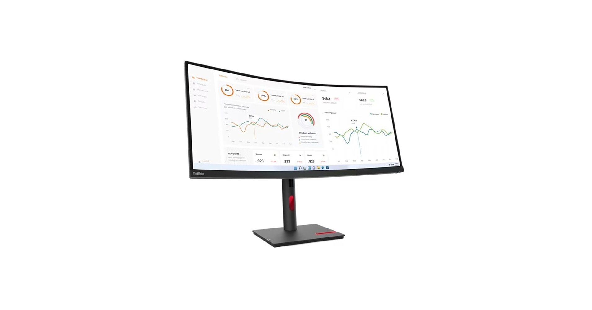 Lenovo ThinkVision T34w-30 34" Class UW-QHD Curved Screen LED Monitor - 21:9 - Raven Black